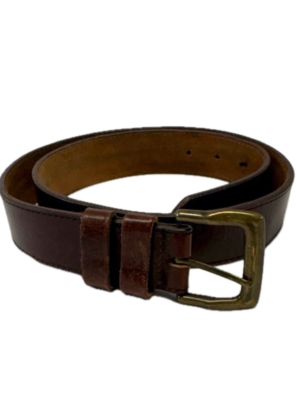 Vintage Gauthier Brown Genuine Leather Casual Belt Size 38 Brass Buckle Rugged